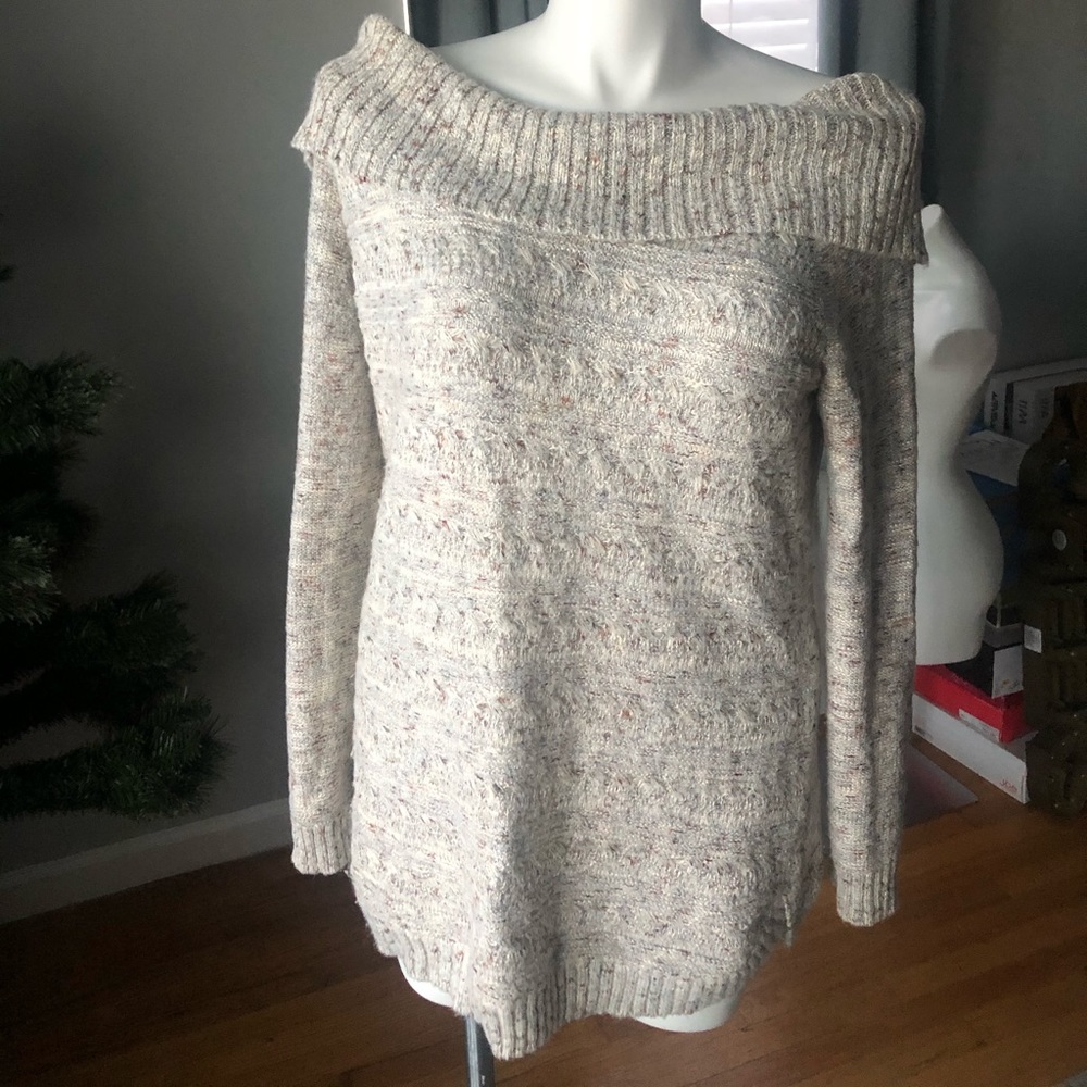 Off the shoulder cowl neck sweater